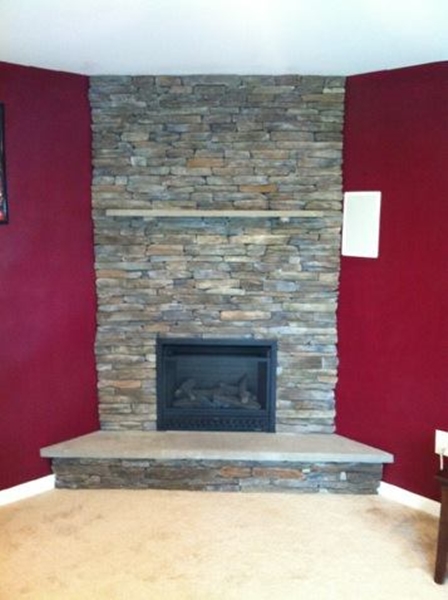 Fireplace veneered with Stonecraft Laurel Cavern Ledgestone.